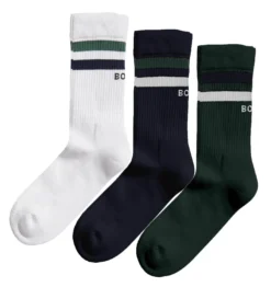 Sok Bjorn Borg Unisex Core Crew Sock Green Navy Blue White (3-pack)