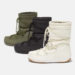 Snowboot Moon Boot Women Mid Rubber WP Khaki -Schoenen Winkel 5 moon boot protecht mid black rubber boots 17004927 34650599 2048