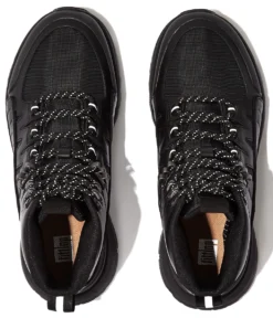 FitFlop Women Neo-D-Hyker Leather-Mix Trainers All Black -Schoenen Winkel FG9 090 31 1