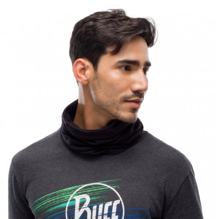 Nekwarmer Buff Lightweight Merino Solid Black 4 Nekwarmer Buff Lightweight Merino Solid Black - Afbeelding 2